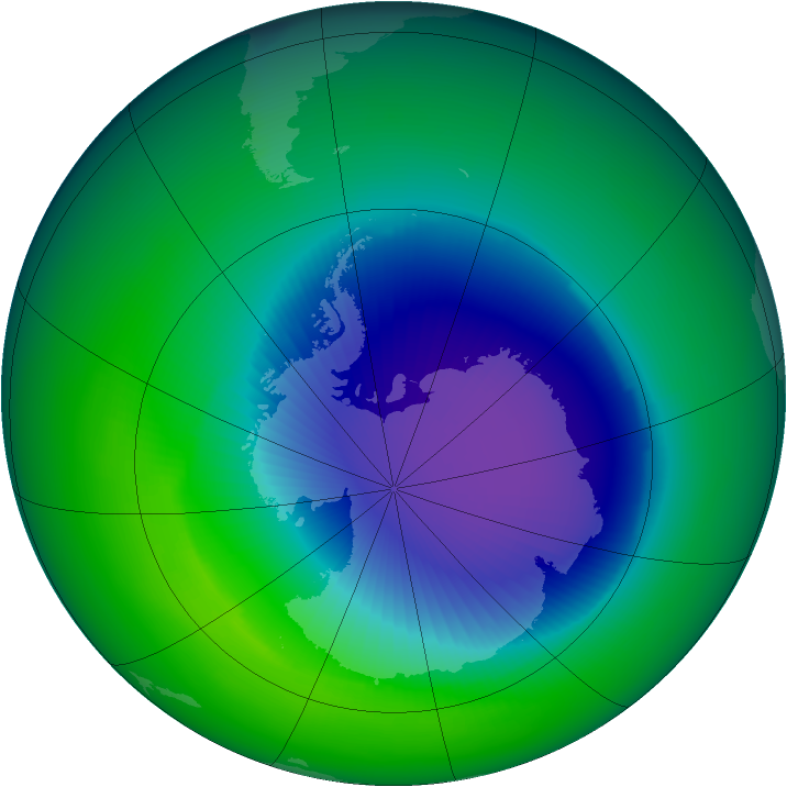 1992-October monthly mean Antarctic ozone
